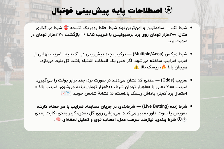 همه اصطلاحات کاربردی شرط بندی فوتبال